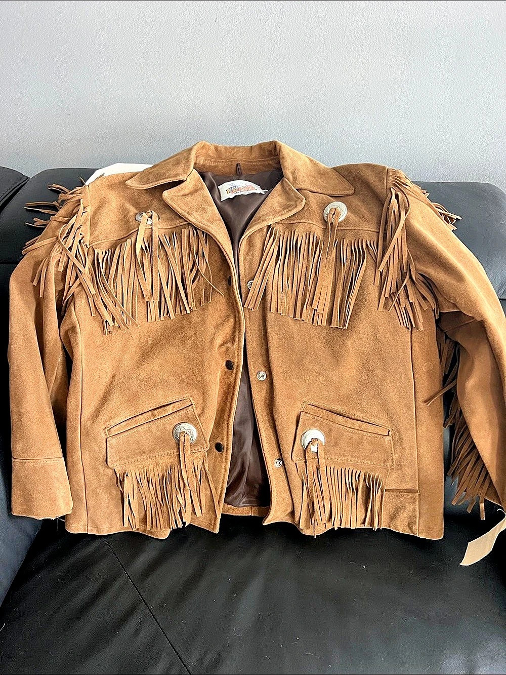 Excelled Vintage Suede Fringe Western Jacket Leather Vest XL
